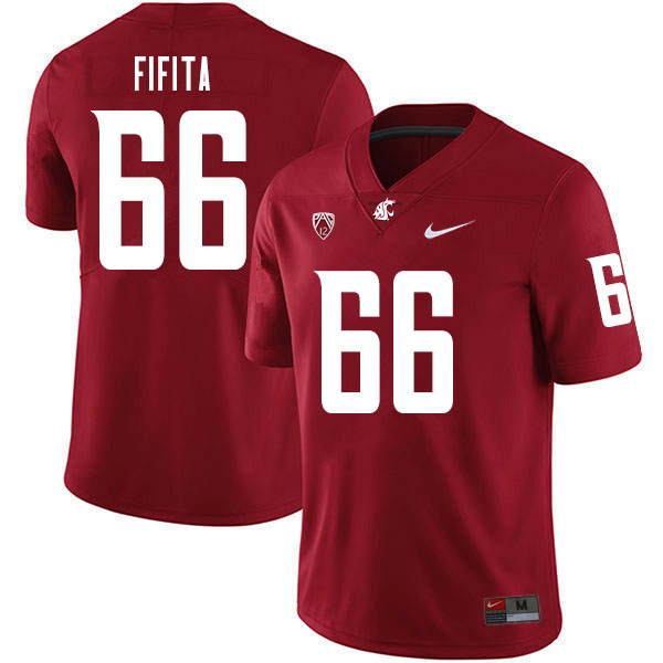 Men #66 Ma'ake Fifita Washington State Cougars College Football Jerseys Sale-Crimson